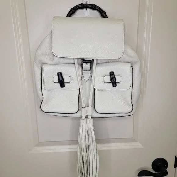 Gucci | Bags | Gucci Ivory Grained Calfskin Large Bamboo  display picture 1